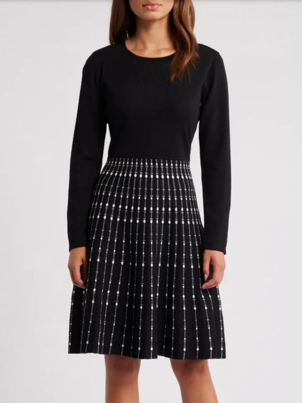 LONG SLEEVE SCOOP NECK SWEATER DRESS